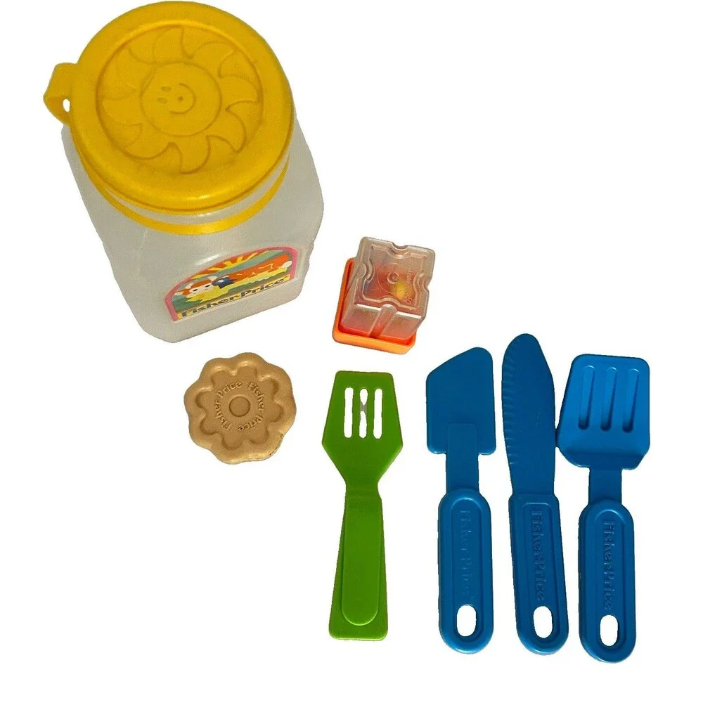 Fisher Price Fun with Food Lot of 7 Milk Bottle Utensils Saltshaker Cookie VTG